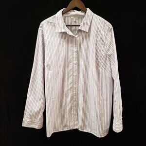 Talbots Womens Striped Button Up Top Size 3X Academia Preppy Old Money Office